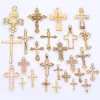 25 pezzi/lotto mescolare le croci di colore oro incantesimo Accessori a sospensione Accessori fai -da -te produrre collana forniture artigianato bulk cruz colgante