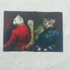 6pcs/lot quilting Court Cats Hand Dyed Painting Design Design Design Designative Paintings Cats Fabric Diy Fabric Gentleman 15*20cm