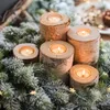 1PCS Rustykalne elementy ślubne Wystrój świecy drewniany świecznik Bazowy świąteczny świąteczny stół urodzinowy