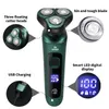 Green Smart Electric Shaver LCD Affichage numérique à trois têtes Razor USB lavage rechargeable Multi-fonction Couteau barbe 240409