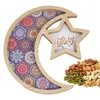 Украшение вечеринки EID Десерт лоток деревянная луна Звездная закуска тарелка аль-фитра конфеты Sweets печенье для выпечки фестиваль декор фестиваль
