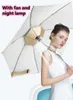 Eleganckie parasole anty-UV dla kobiet Prezent Portable Floding Fajny letni parasol z wentylatorem i nocą LAMP LAMP LAMP KABLE