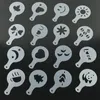 16pcs/set Coffee Foam Spray Template Kitchen Gadgets Barista Stencils Garland Mold Cafe Accessories Coffee Printing Flower Model