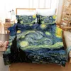 Oljemålning Däcke täcker van Gogh Starry Night Print Bedding Set Microfiber Quilt Cover Queen/King/Full/Twin for Kids Women Boy