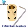 GKTools D14L22 Koppelingen Koppelingen van de koperen Motoras BORE BORE 4 MM 5MM 6MM 8 MM Rigide koppelingsmotor Connector 3D -printeraccessoires