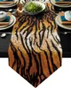 Animal Tiger Skin Textura Mesa Amarela Runner Dining Tea Table Shoe Capa Tapa de mesa Tapetes de festas de festas de festas de festas