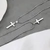 Hangende kettingen Elegante 2 -size hoogwaardige roestvrijstalen stalen dwars ketting unisex zilveren kleur christelijke sieraden vervagen nooit nek