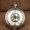 Pocket Watches ny stil retro steampunk ihålig blommakvarts fickhalsband hänge kedja klocka födelsedagspresent y240410