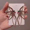 Yeni Tasarım Avrupa Amerikan Moda Abartılı Küpeler Büyük Kelebek Kakı Elmasları Çiçek Kulak Çıtçıtları PH-020