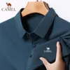 Męskie haftowane wielbłąd jedwabna koszulka polo Summer Korean High End Fashion Business Rekrut oddychający T-shirt z krótkim rękawem 240407