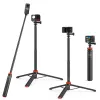 Tripods UURIG Selfie Stick Tripod for GoPro 12 11 Insta360 Action Camera Tripod Selfie Stick Hand Grips Extension Rod GoPro Accessories