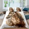 Horse Head Duvet Cover Set King Queen Size Horse Wild Animals Pattern Polyester Comforter Cover King Queen Size for Kid Boy Girl