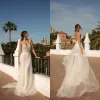 Berta 2024 Wedding Dress Sexy Spaghetti Straps Backless Lace Appliques Bridal Gowns Detachable Train A Line Wedding Dress