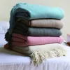 Dekens mode gebreide deken met kwastjes roze Noordse decoratieve worp deken voor bank bedekleding voor de sprei zacht handdoekbed tapijt