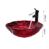 Yanksmart Wash Wash Wash Wash Washroom Set Basino Temped Glass Sinkink Red Painting Rosso Brass Black Faucet Set Vase Set di vanità