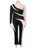 WMSTAR Plus Size Women kläder Jumpsuit Single Sleeve Fashion Sexig Patchwork Romper Office Lady Drop 240410