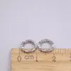 Hoop Earrings Real 18K White Gold Woman Luck Full Star Stamp Au750 10-13mmW