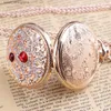 Pocket Watches Clamshell Womens Vintage Quartz Pocket High Quality Luxury Vintage Pendant Clock Chain Pocket Womens Gift Y240410