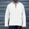 Mäns T -skjortor Stylish V Neck Pet Lace Up Casual Shirt Tee For Men Retro Baggy Tops BLOUSE Design Långärmad färgalternativ