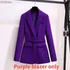 Kvinnors kostymer Blazers 2020 Autumn Women's Purple Simple Blazer Work Office Ladies Suit Blazer Coat Fashionable Professional Suit and Single Blazer C240410