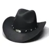 Retro Siyah Scorpion Örme Grubu Parentchild Kadın Erkekler Çocuk Yün Geniş Kovboy Batı Şapkası Cowgirl Bowler Cap 545761cm 240410