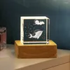 Figurine decorative La base di tronchi luminosa del cubo a sfera di cristallo a sfera di vetro luminoso decorazione oceanica intagliata 3D pianeti