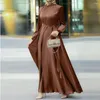 Vêtements ethniques Élégant Dubaï Turquie Islamiques Robes pour femmes Round Cou Longue à manches à manches