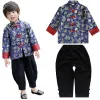 Traditionell Boy Jacket Tang Suit Cardigan Chinese New Year Costumes Kungfu Cheongsam Kids kläder Outfits Boys Coat Tops Uniform