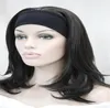 Urocze piękne nowe sprzedaż kobiety 34 Perukę z opaską na głowę ciemnobrązowy długi prosty fala pół peruki Syntetyka 83564246496992