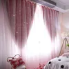 Double Layer Blackout Curtains Star Cutout for Living Room Jinya White Sheer Window Curtain Panels for Home Bedroom Decor