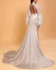 Fancy Mermaid Wedding Dresses Sequins Bridal Gowns Pearl High Neck Appliques See Through Backless Custom Made Illusion Sweep Train Vestidos De Novia