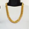 Мужчины Heavy XXL 18 мм 14K Gold Finish Miami Кубинское звеное колье 264f