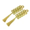 2pcs Gold Chinese Knot Tassel Baroque Cord Embroidery Applique Fringe Sew On Patches For Clothing Retro Clothes Appliques AC1317