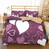 Love Heart Duvet Cover Set for Girls Kids Cute Love Hearts Comforter Cover Geometric Bedding Set Romantic Polyester Quilt Cover