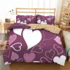 Love Heart Coup de couette set pour les filles enfants mignons coeurs d'amour couvreur couvre-coquette géométrique ensemble couverture de courtepointe polyester romantique