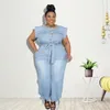 Jumpsuit plus size dames kleding denim ronde nek