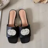 Glitter Two G Logo Luxury Slides Crystal Diamonds Designer Sandals Sandals Femme Black Blanc Plose rose LETTER