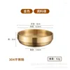 Dinnerware Sets 304 Stainless Steel Plate Golden Korean Kimchi Double-layer Dipping Style