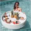 Kampmeubilair Bali Zwembad Drijvende mand Rattan Picknick Tray Imitatie El Villa Afternoon CAM TAFEL Outdoor drop levering Spor DHB2P