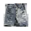 Blauwe OEM/ODM scheurde rechte denim shorts Heren Mens Plus size mode Wash losse casual vijfpunts jeans broek