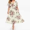 Oversized Dresses Women Plus Size Boho Beach Floral Summer Dress Mini Sundress Female Clothing Loose Casual Long Skirt 240410