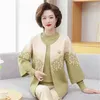 Work Dresses Middle Aged Mother Spring Autumn Two-piece Set Women Westernized Knitwear Cardigan Coat Middle-aged Elderly Female Top