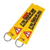 Retirer en gros avant le vol de clé Keychain Key Ring Broderie Buckles for Motorcycle Tissu Key Tag Yelloew Danger