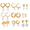 Boucles d'oreilles en forme de perle en eau douce en acier inoxydable à la mode bijoux de mode moderne