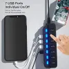 Hubs USB Hub 3.0 Splitter, 1 tot 7 poort USB -gegevenshub met individuele aan/uit -schakelaars en lichten voor laptop, pc, computer