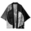 Japanese Wolf Print Kimono And Shorts Harajuku Streetwear Blouse Shirt Man Yukata Haori Cardigan Samurai Clothing Kimono Jacket