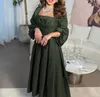 Robes de fête Taffeta vert foncé Hi Low Arabe Femmes Soirée formelle avec manches longues Veste mère Bride Bride Event Robe Prom Robe