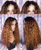 Ombre 1b 30 färg brasilianskt mänskligt hår full spets peruk djup våg två ton spets front peruk 180 densitet5543240