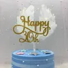 Goud/zilver/zwart geavanceerde glitter happy 30 40 50 60th cake topper vijftig verjaardag feestje decoraties cake accessoire benodigdheden