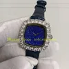 Real Photo Women Diamond Watches Ladies 30mm Blue Dial du diamant 13a386 Rostfritt stål läderarmband kvarts rörelse avslappnad klänning formell kvinnors klocka